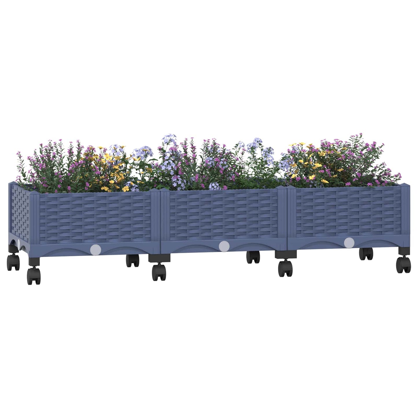 Vaso da Giardino con Ruote Blu Grigio 120 x 40 x 33 cm PP | homemem39