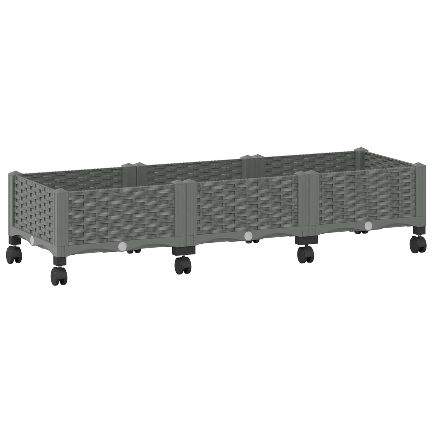 Vaso da Giardino con Ruote Grigio Chiaro 120 x 40 x 33 cm PP | homemem39