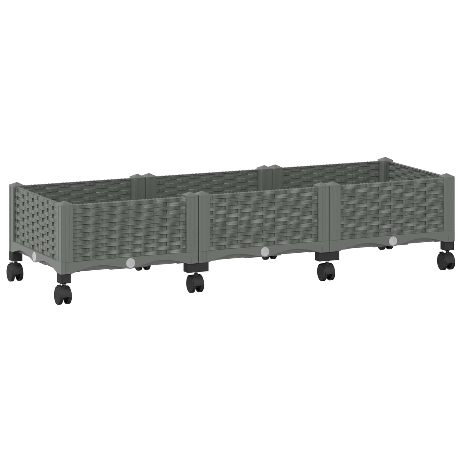 Vaso da Giardino con Ruote Grigio Chiaro 120 x 40 x 33 cm PP | homemem39