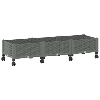 Vaso da Giardino con Ruote Grigio Chiaro 120 x 40 x 33 cm PP | homemem39
