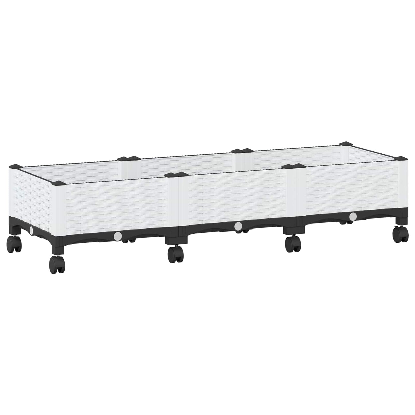 Vaso da Giardino con Ruote Bianco 120 x 40 x 33 cm PP | homemem39