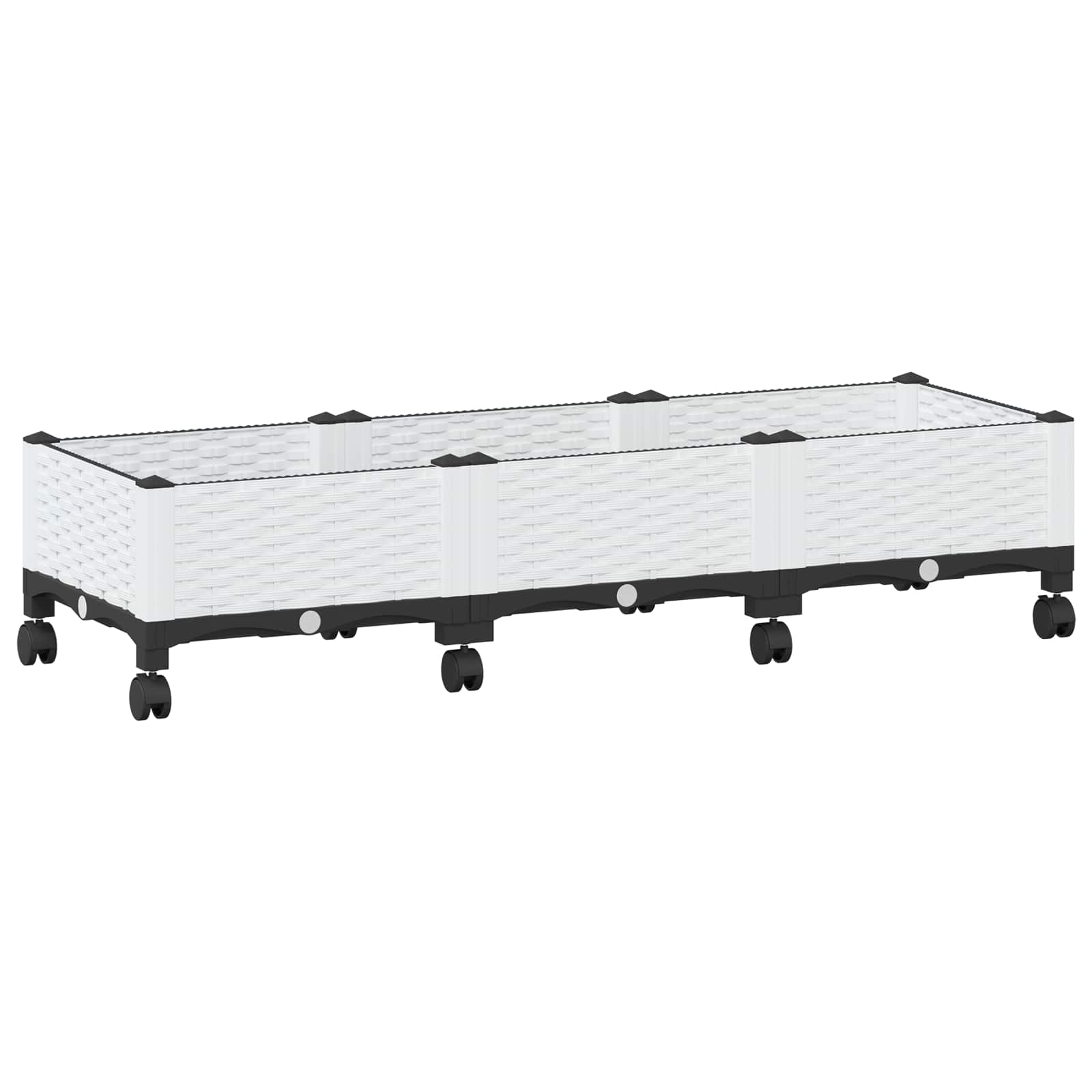 Vaso da Giardino con Ruote Bianco 120 x 40 x 33 cm PP | homemem39