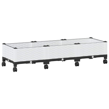 Vaso da Giardino con Ruote Bianco 120 x 40 x 33 cm PP | homemem39