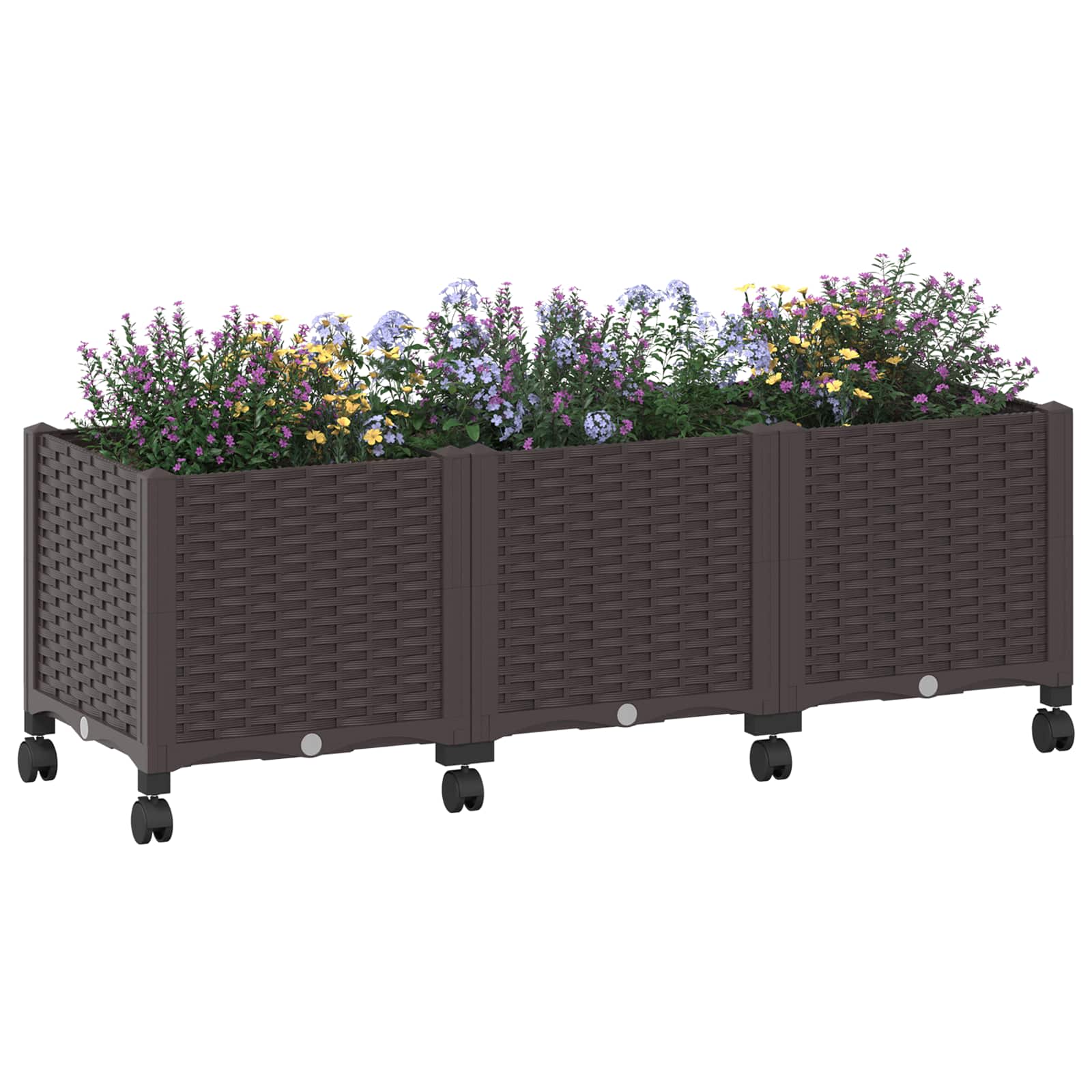 Vaso da Giardino con Ruote Marrone 120 x 40 x 44 cm PP | homemem39
