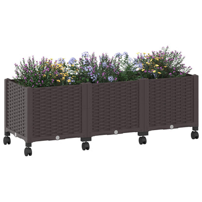 Vaso da Giardino con Ruote Marrone 120 x 40 x 44 cm PP | homemem39