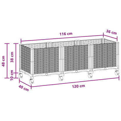 Vaso da Giardino con Ruote Marrone 120 x 40 x 44 cm PP | homemem39