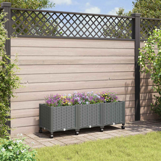 Vaso da Giardino con Ruote Grigio Chiaro 120 x 40 x 48 cm PP | homemem39