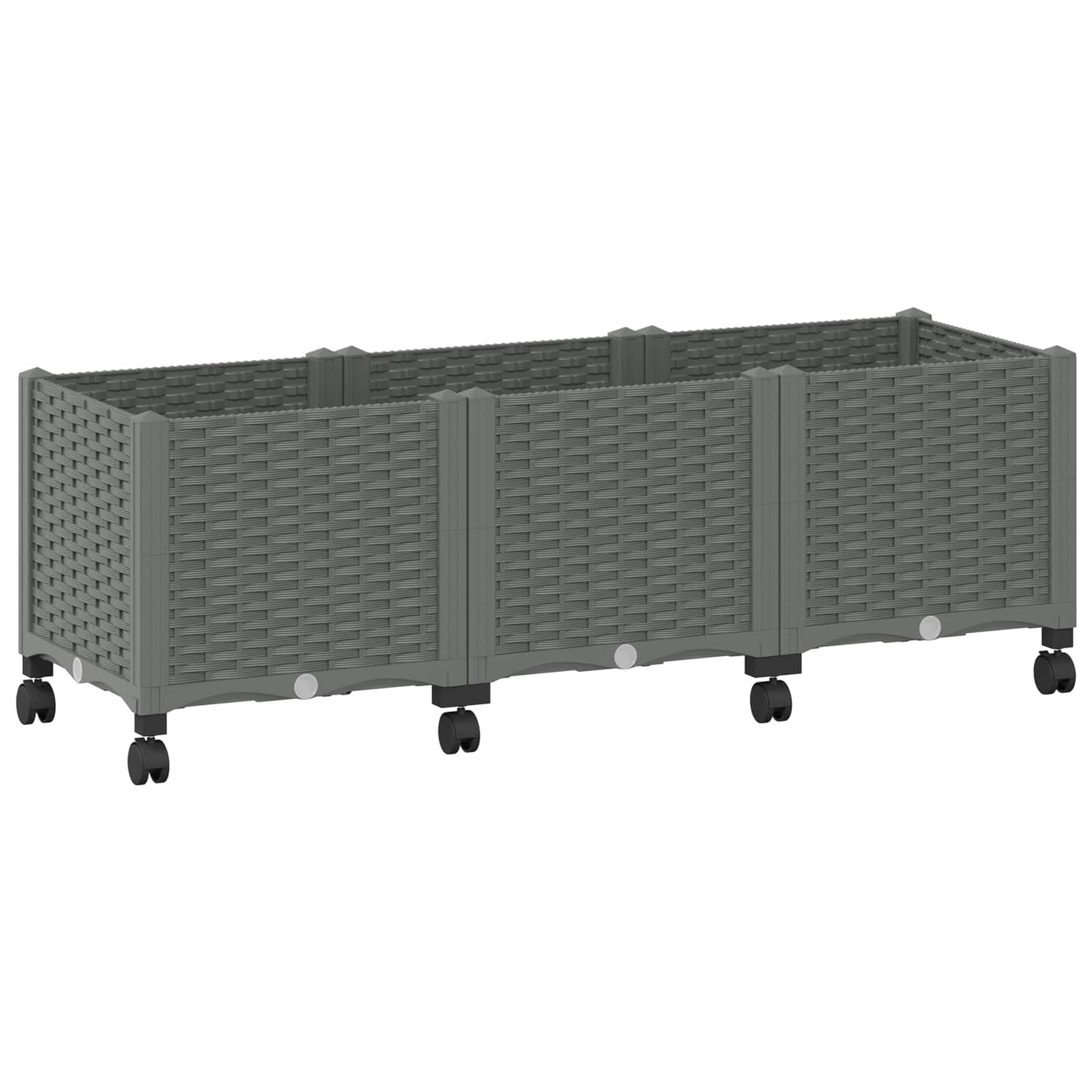 Vaso da Giardino con Ruote Grigio Chiaro 120 x 40 x 48 cm PP | homemem39
