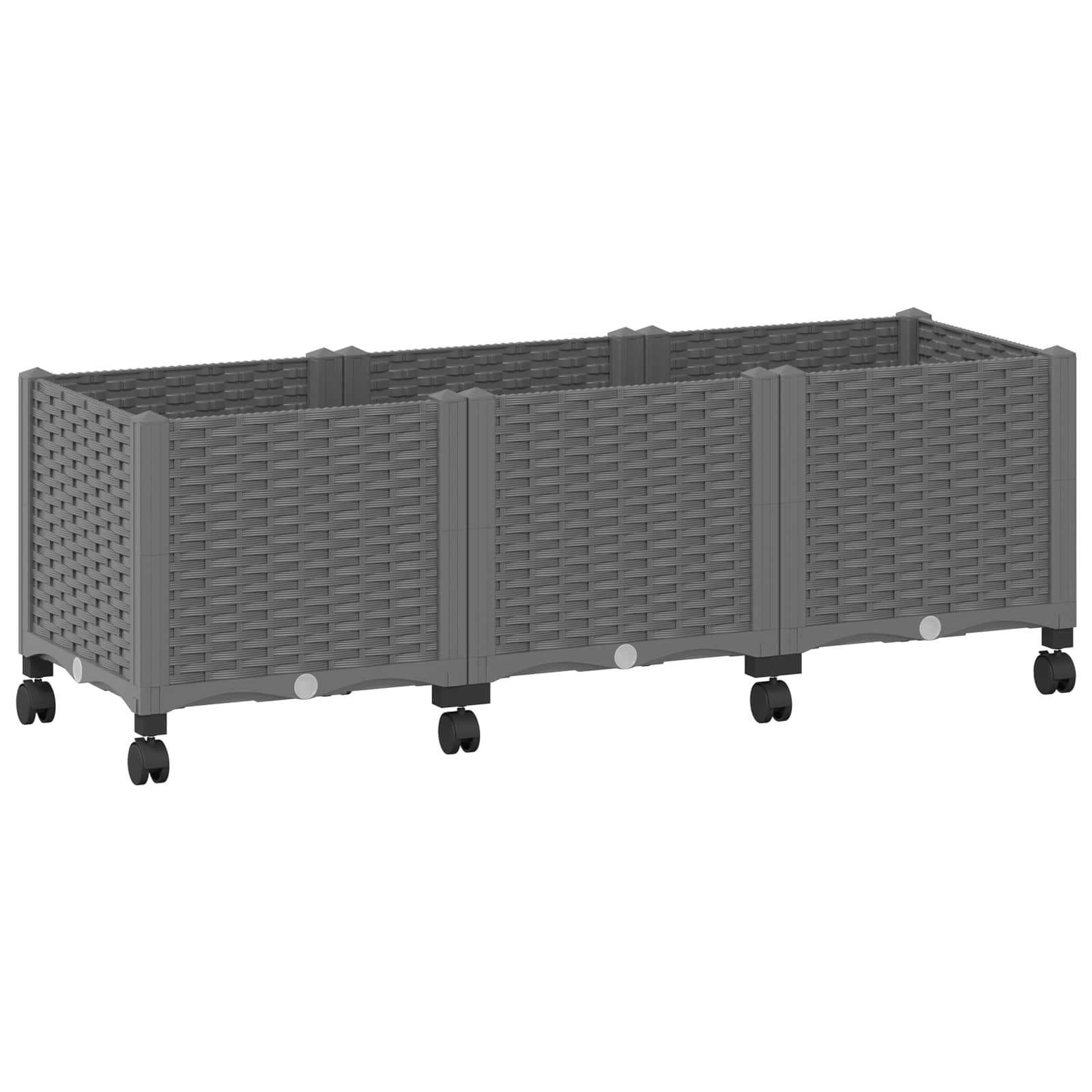 Vaso da Giardino con Ruote Grigio Chiaro 120 x 40 x 48 cm PP | homemem39