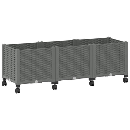 Vaso da Giardino con Ruote Grigio Chiaro 120 x 40 x 48 cm PP | homemem39