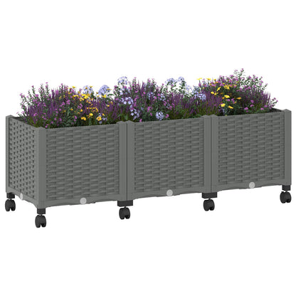 Vaso da Giardino con Ruote Grigio Chiaro 120 x 40 x 48 cm PP | homemem39
