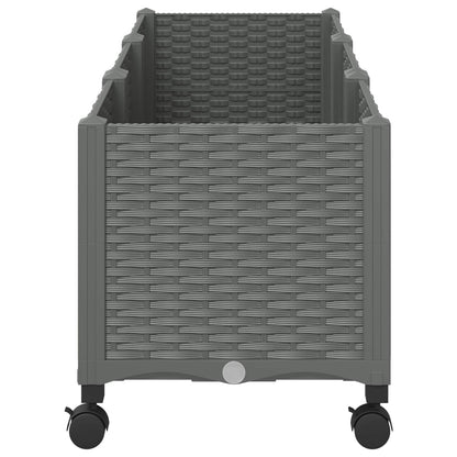 Vaso da Giardino con Ruote Grigio Chiaro 120 x 40 x 48 cm PP | homemem39