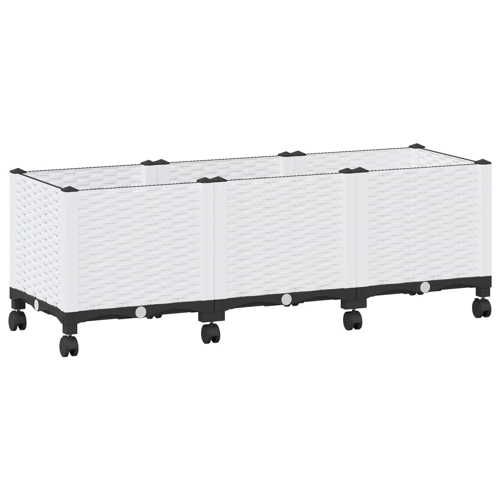 Vaso da Giardino con Ruote Bianco 120 x 40 x 48 cm PP | homemem39