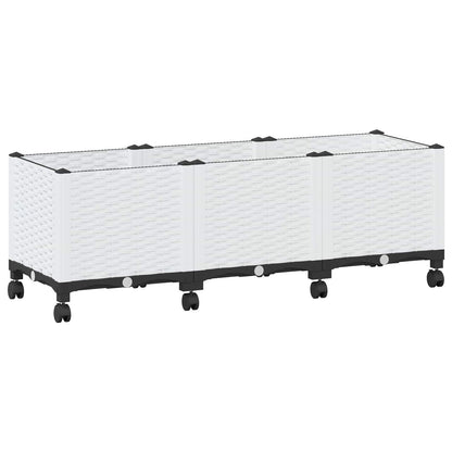 Vaso da Giardino con Ruote Bianco 120 x 40 x 48 cm PP | homemem39