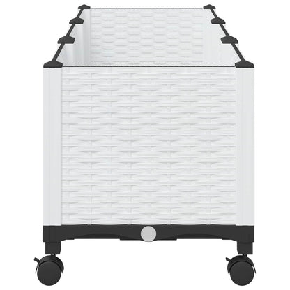 Vaso da Giardino con Ruote Bianco 120 x 40 x 48 cm PP | homemem39