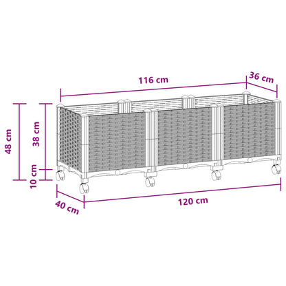 Vaso da Giardino con Ruote Bianco 120 x 40 x 48 cm PP | homemem39