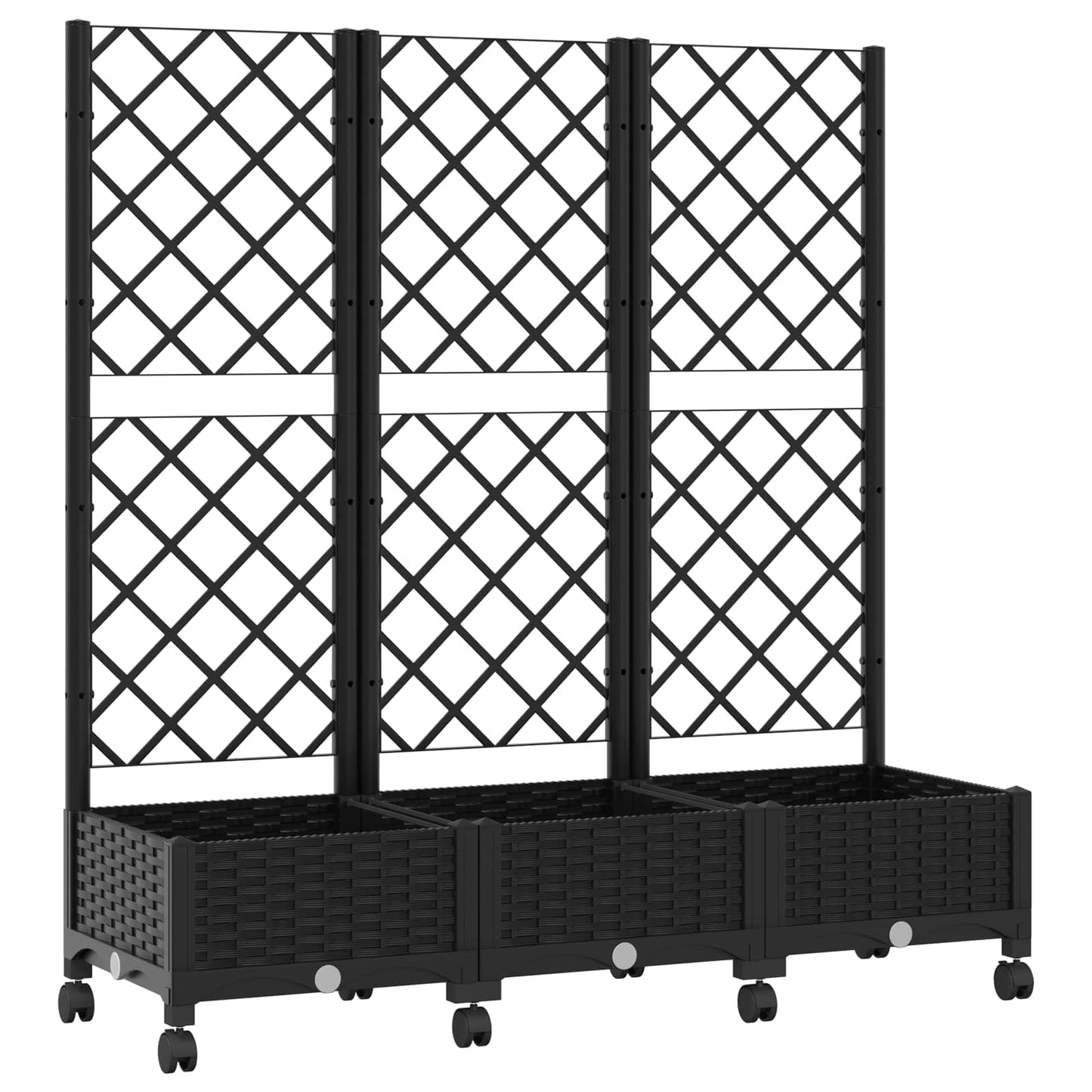 Vaso da giardino con grigliato e ruote Nero 120 x 40 x 131,5 cm | homemem39