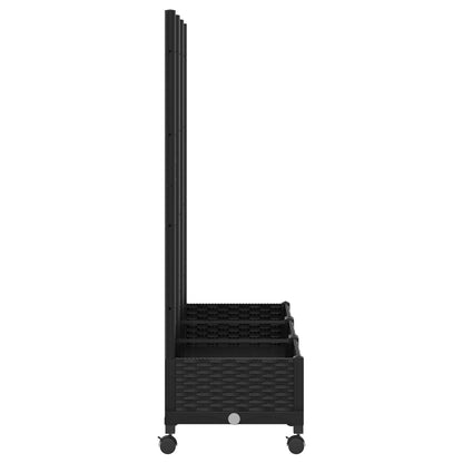 Vaso da giardino con grigliato e ruote Nero 120 x 40 x 131,5 cm | homemem39