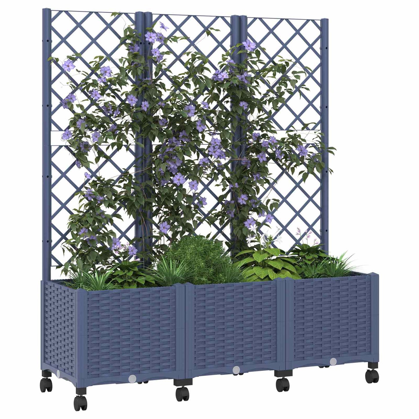 Vaso da giardino con grigliato e ruote Blu Grigio PP | homemem39