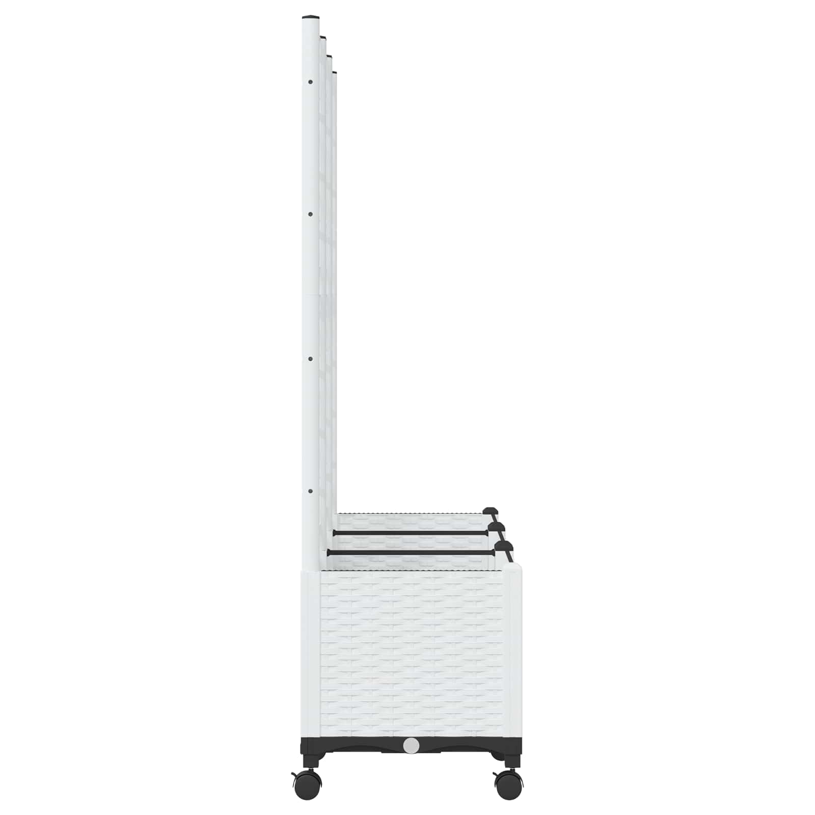 Vaso da giardino con grigliato e ruote Bianco 120 x 40 x 146 cm | homemem39