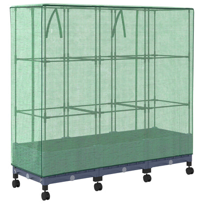 Vaso da Giardino con Copertura per Serra e Ruote 3 pz PP | homemem39