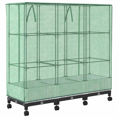 Vaso da Giardino con Copertura per Serra e Ruote 3 pz Bianco PP | homemem39