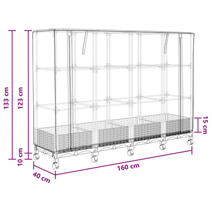 Vaso da Giardino con Copertura per Serra e Ruote 3 pz Bianco PP | homemem39