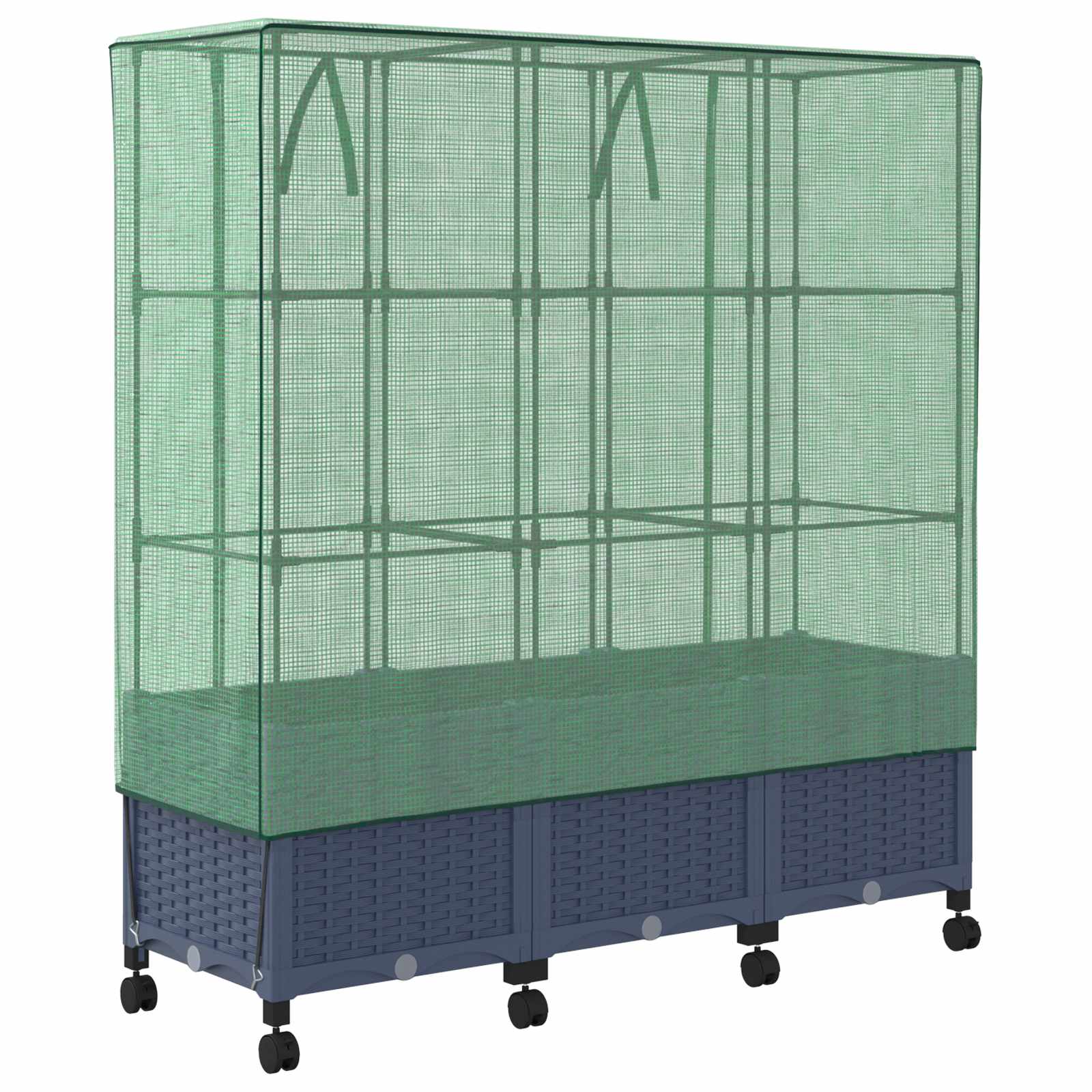 Vaso da Giardino con Copertura per Serra e Ruote 3 pz PP | homemem39