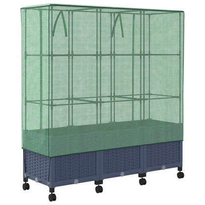 Vaso da Giardino con Copertura per Serra e Ruote 3 pz PP | homemem39