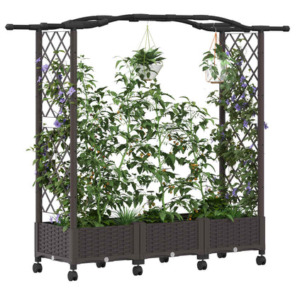 Letto rialzato con traliccio e ruote Marrone 169 x 40 x 129 cm | homemem39