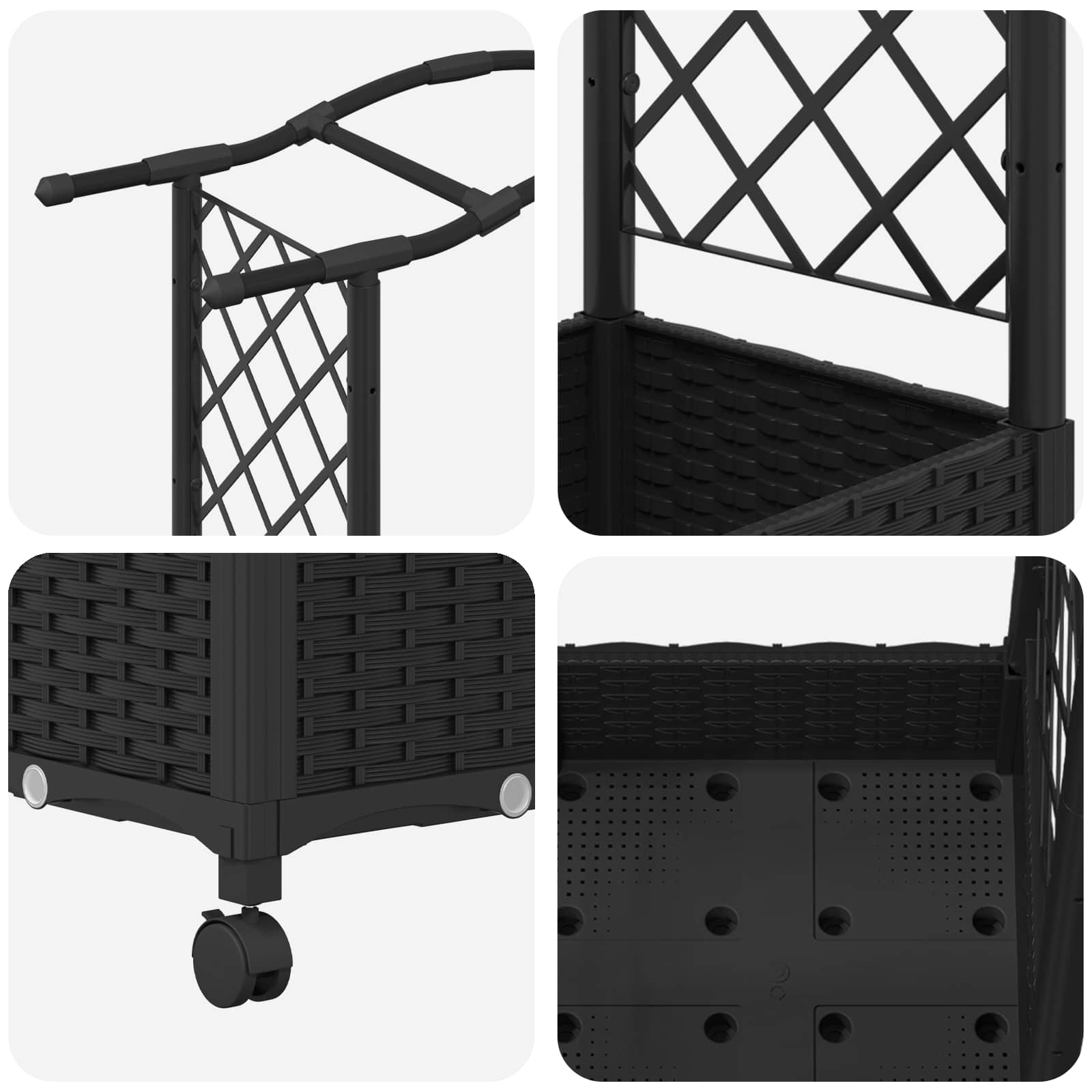Letto Rialzato con Griglia e Tetto Nero 169 x 40 x 129 cm PP | homemem39