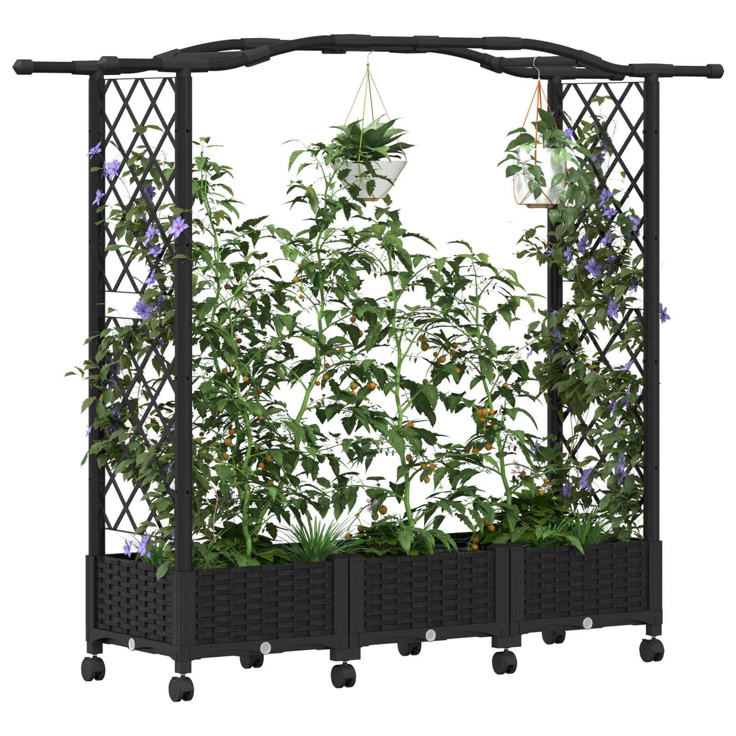 Letto Rialzato con Griglia e Tetto Nero 169 x 40 x 129 cm PP | homemem39