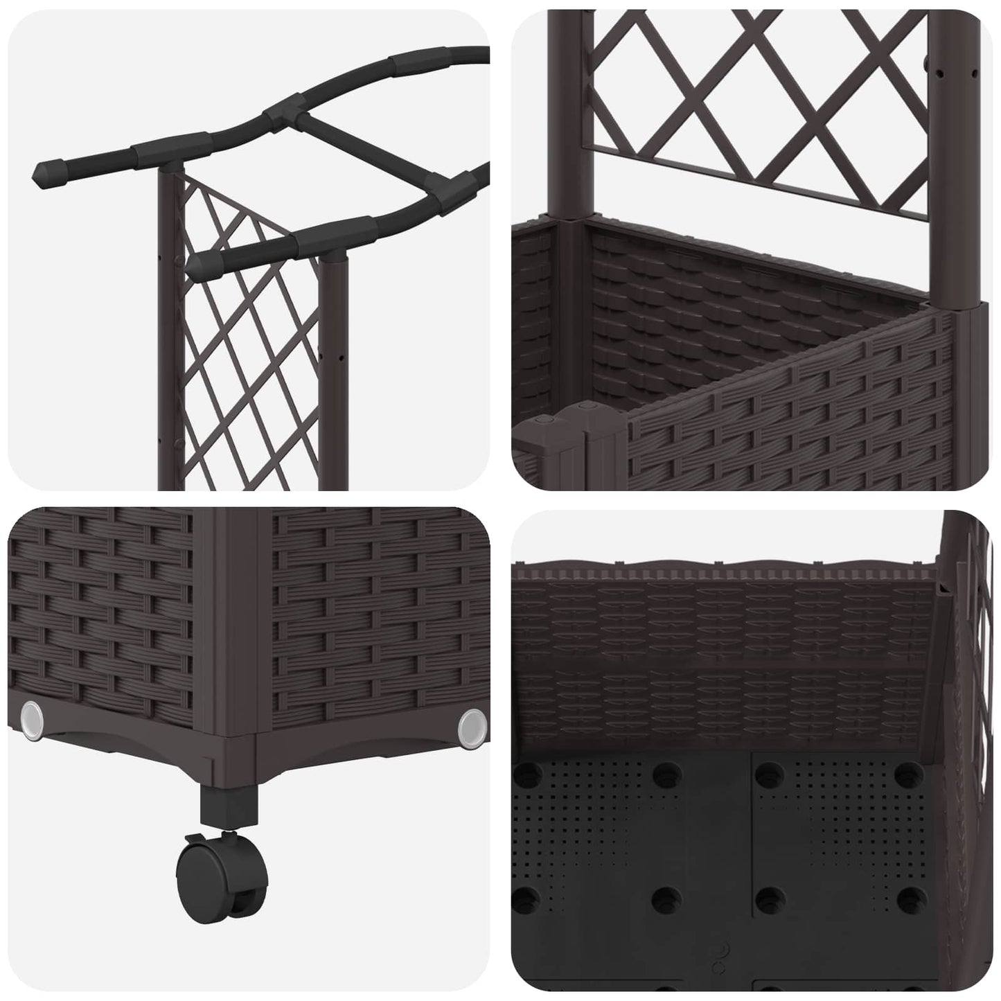 Letto Rialzato con Griglia e Tetto Marrone 164 x 40 x 144 cm PP | homemem39
