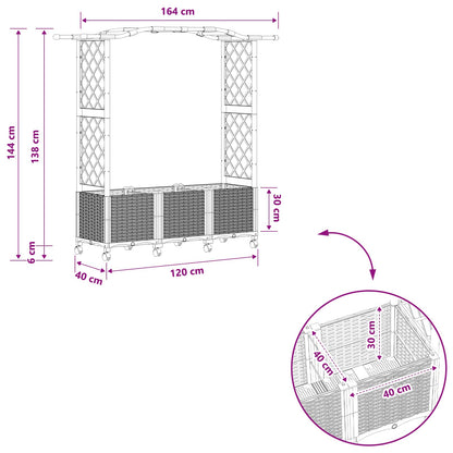 Letto Rialzato con Griglia e Tetto Marrone 164 x 40 x 144 cm PP | homemem39