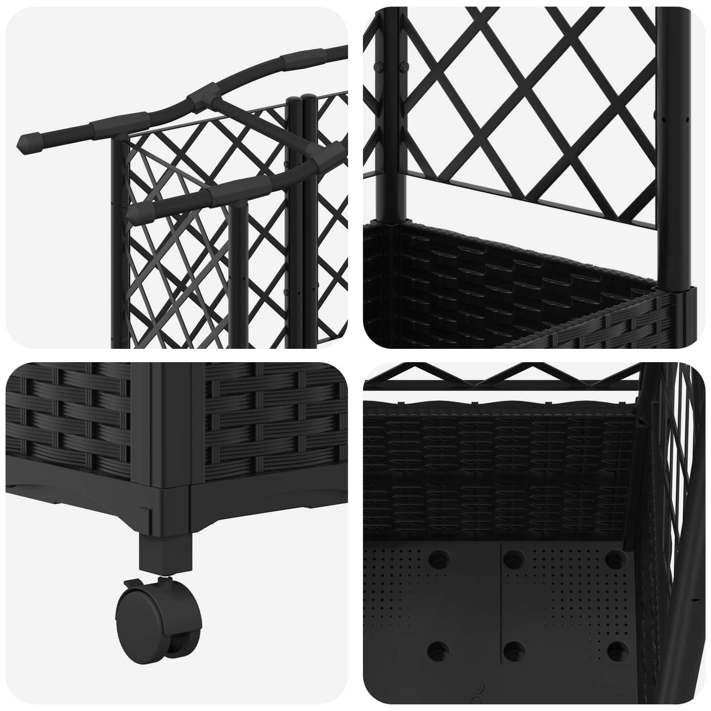 Letto Rialzato con Griglia e Tetto Nero 163 x 40 x 144 cm PP | homemem39