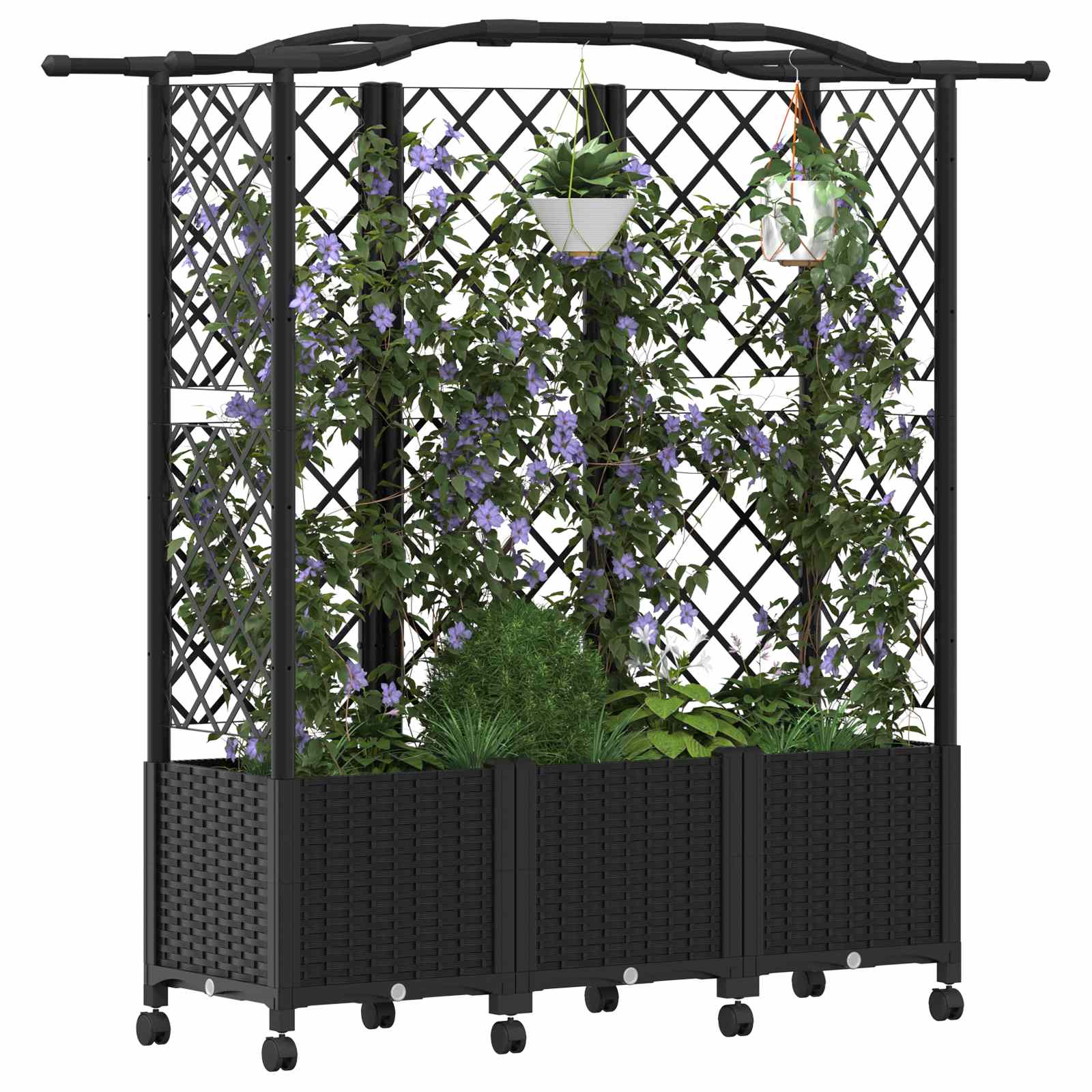 Letto Rialzato con Griglia e Tetto Nero 163 x 40 x 144 cm PP | homemem39