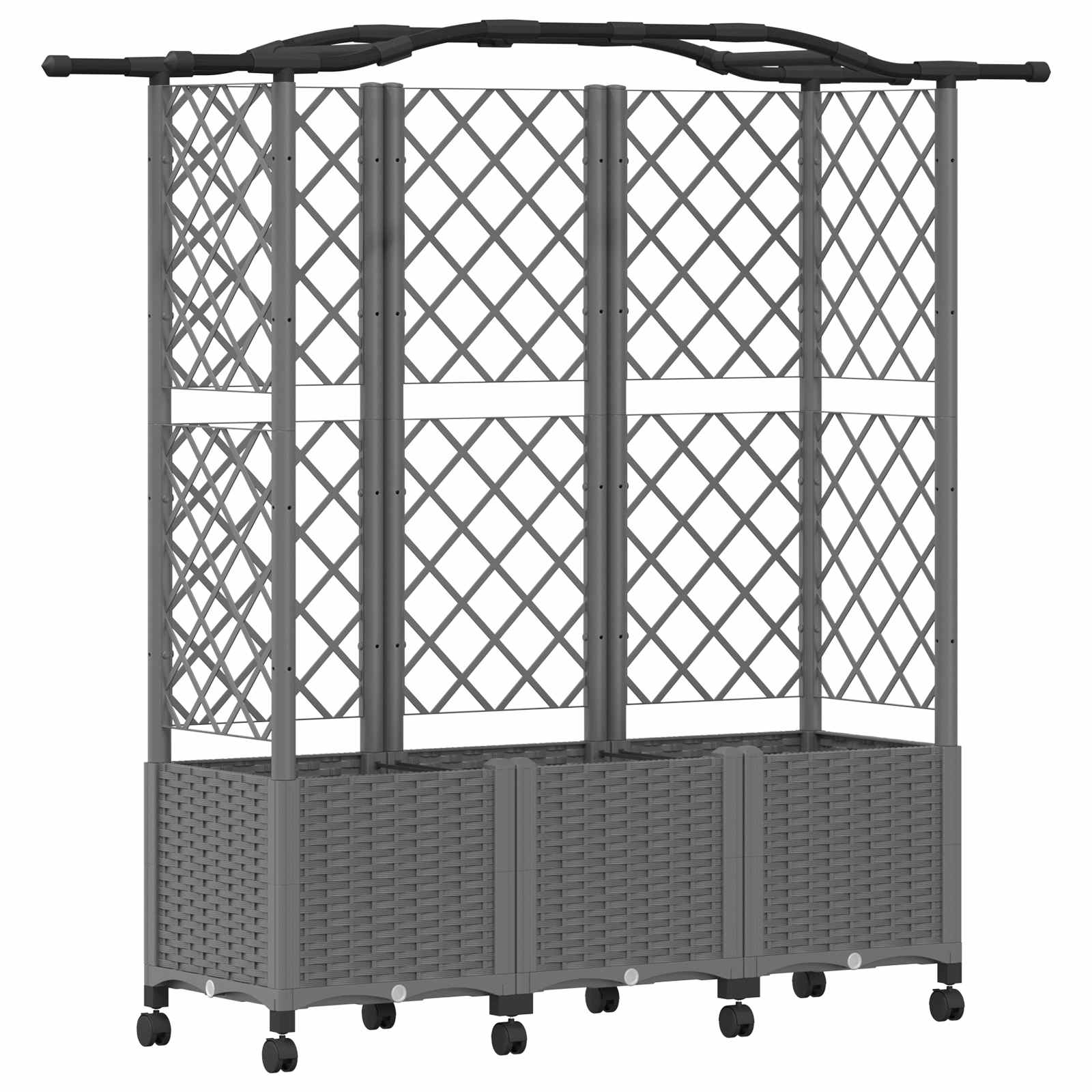 Letto Rialzato con Griglia e Tetto Grigio Chiaro PP | homemem39