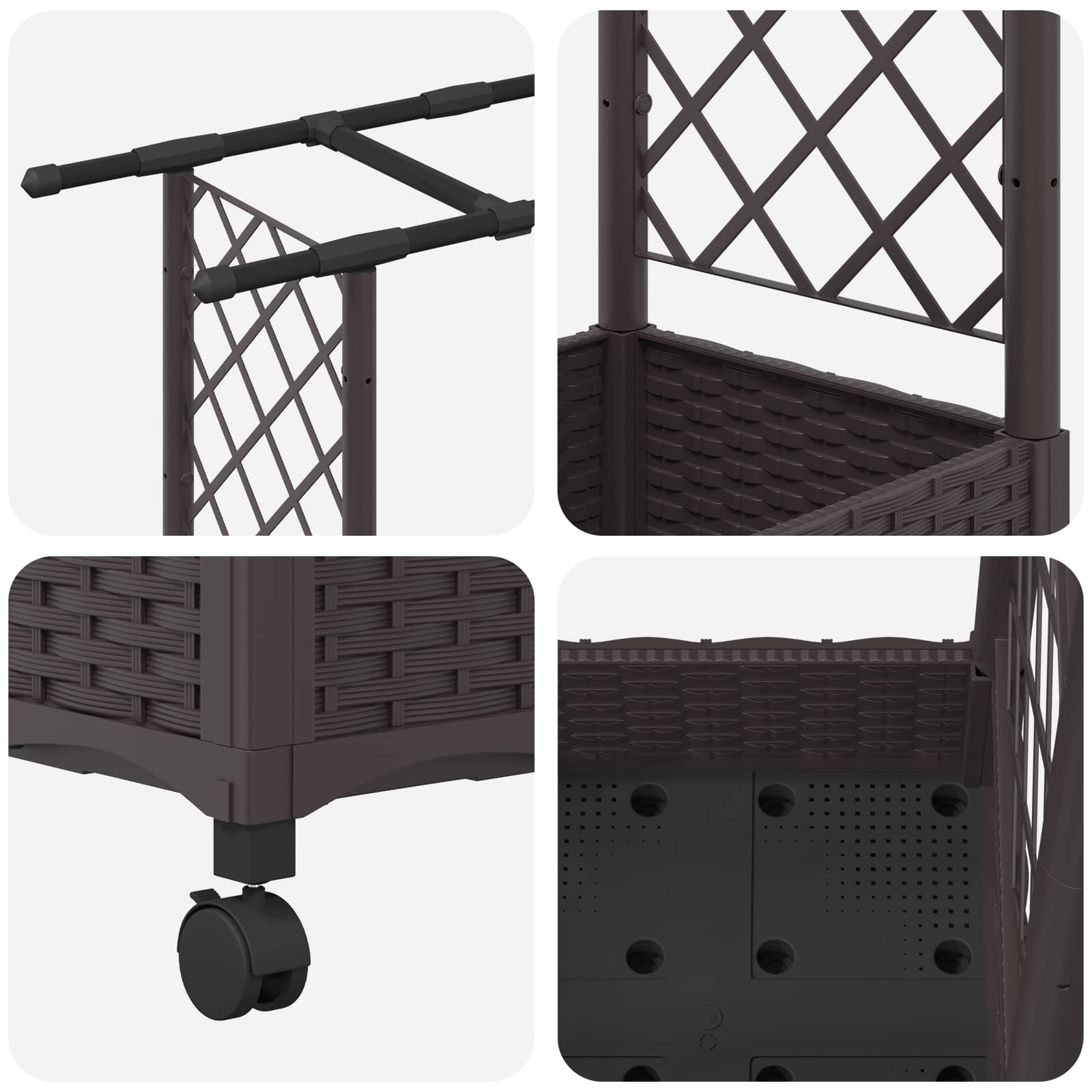 Letto Rialzato con Griglia e Tetto Marrone 164 x 40 x 127 cm PP | homemem39