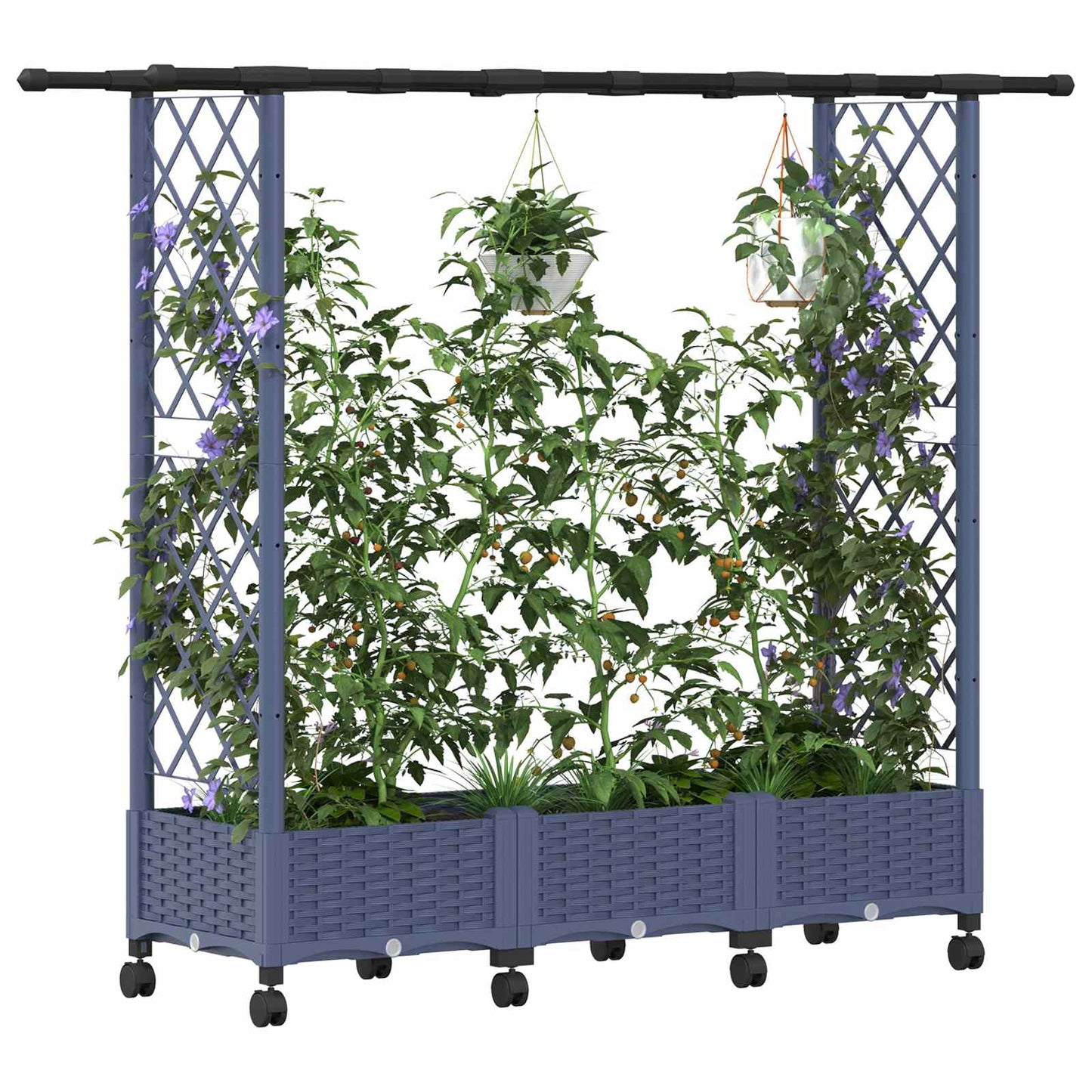 Letto Rialzato con Griglia e Tetto Grigio 164 x 40 x 127 cm PP | homemem39