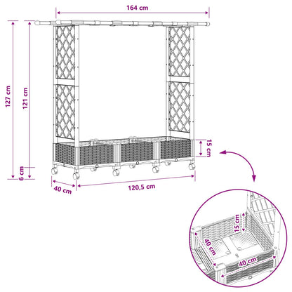 Letto Rialzato con Griglia e Tetto Grigio 164 x 40 x 127 cm PP | homemem39