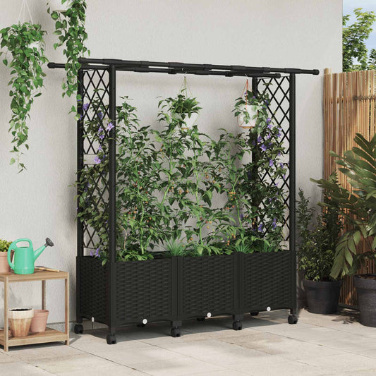 Letto Rialzato con Griglia e Tetto Nero 162,5 x 40 x 142 cm PP | homemem39