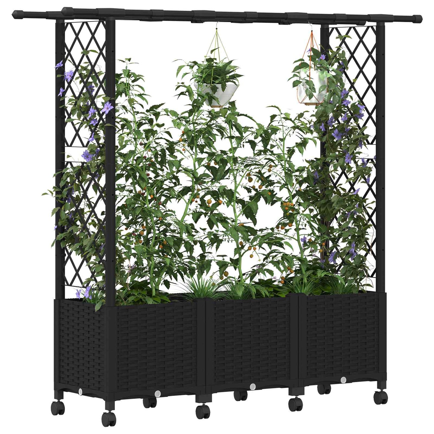 Letto Rialzato con Griglia e Tetto Nero 162,5 x 40 x 142 cm PP | homemem39