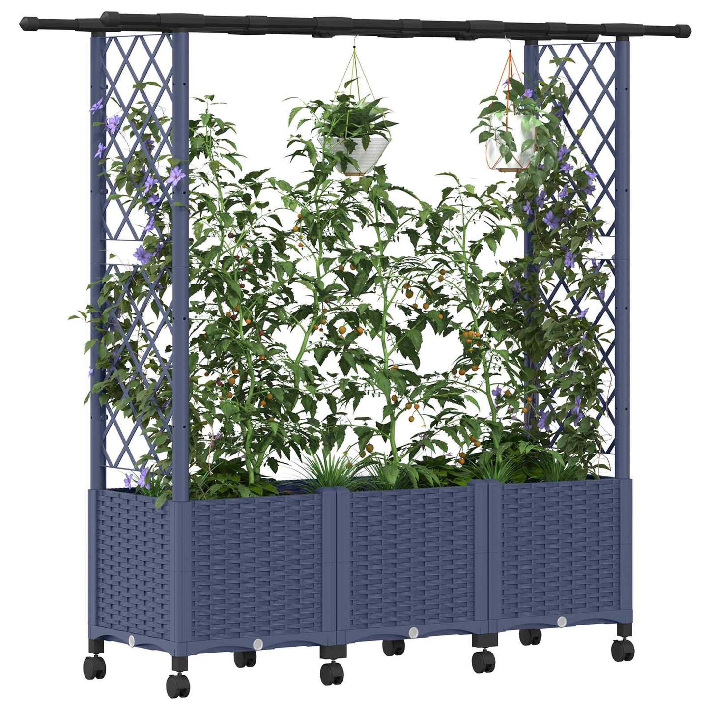 Letto Rialzato con Griglia e Tetto Grigio 162,5 x 40 x 142 cm | homemem39