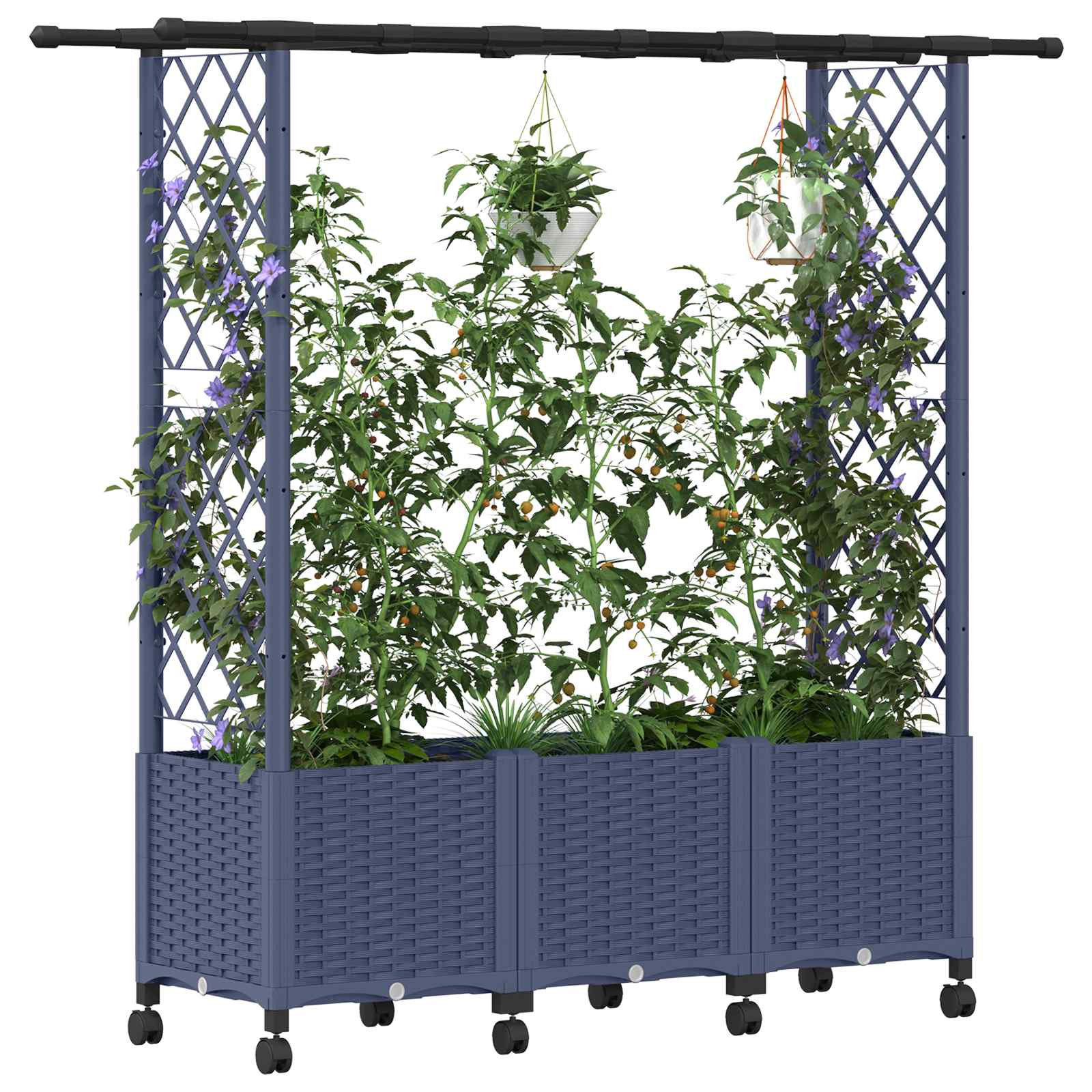 Letto Rialzato con Griglia e Tetto Grigio 162,5 x 40 x 142 cm | homemem39
