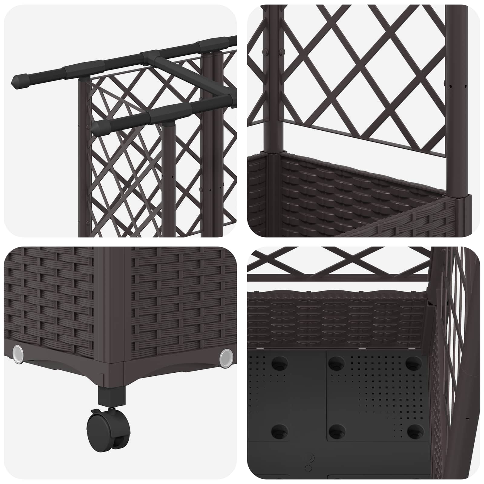 Letto Rialzato con Griglia e Tetto Marrone 164 x 40 x 127 cm PP | homemem39