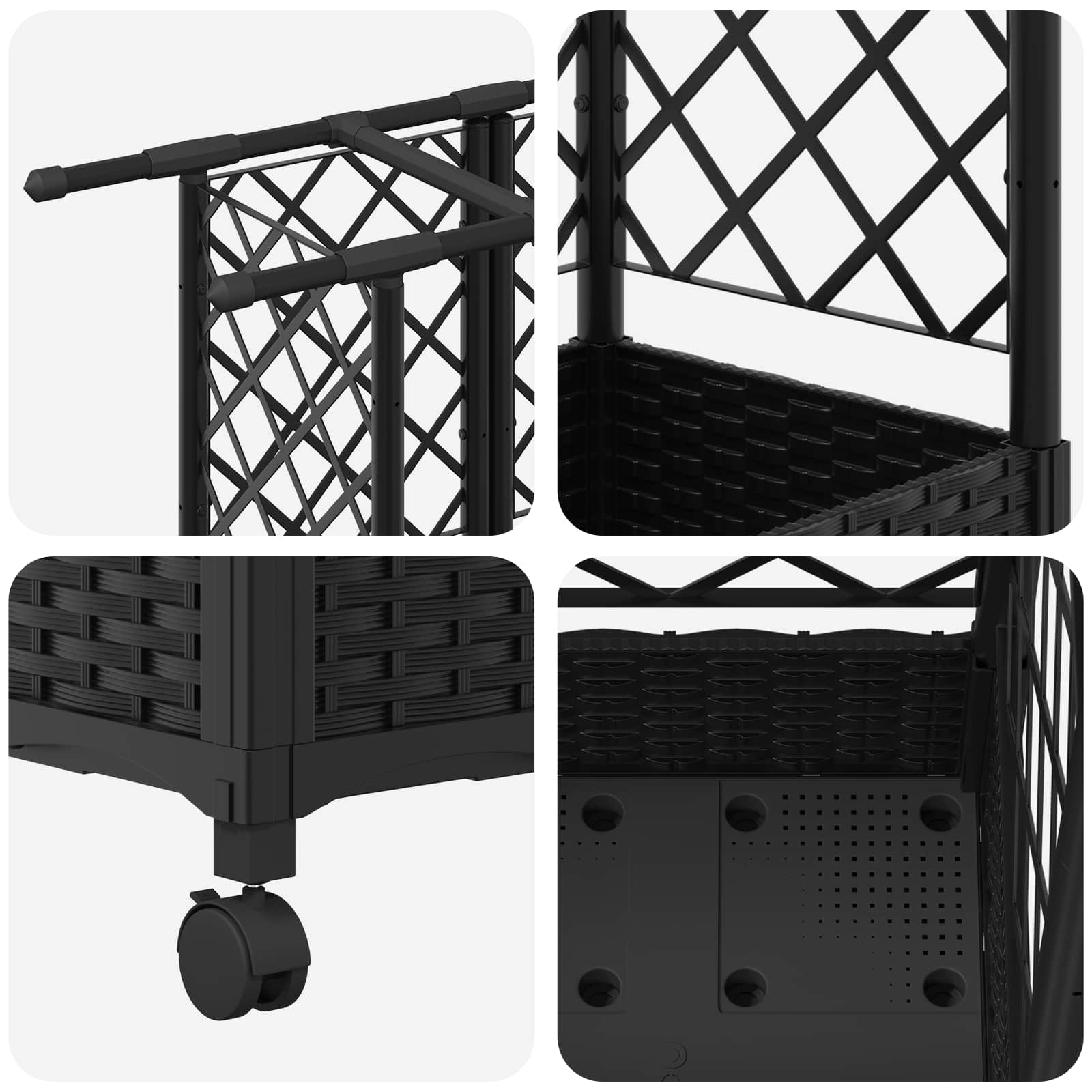 Letto Rialzato con Griglia e Tetto Nero 164 x 40 x 127 cm PP | homemem39