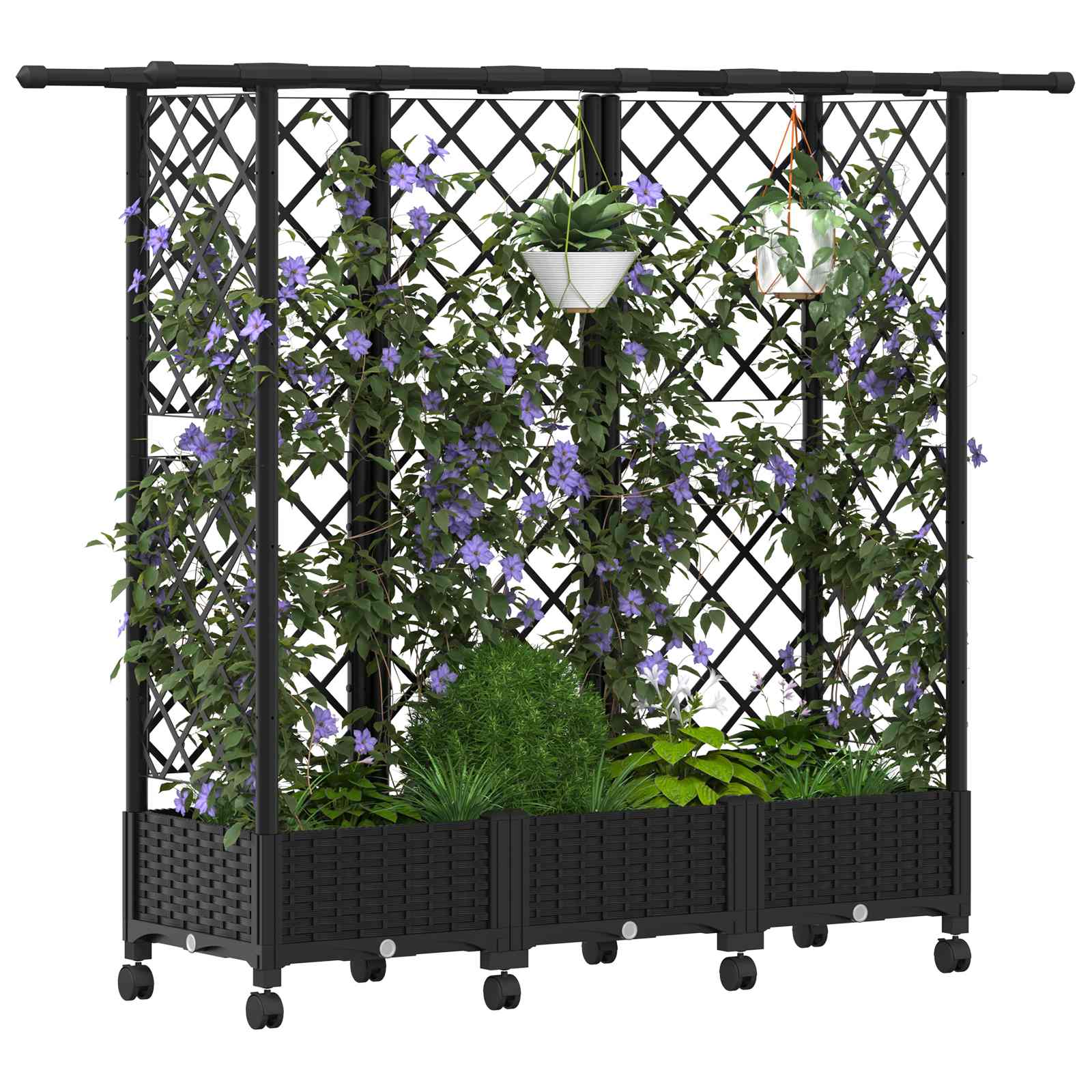 Letto Rialzato con Griglia e Tetto Nero 164 x 40 x 127 cm PP | homemem39