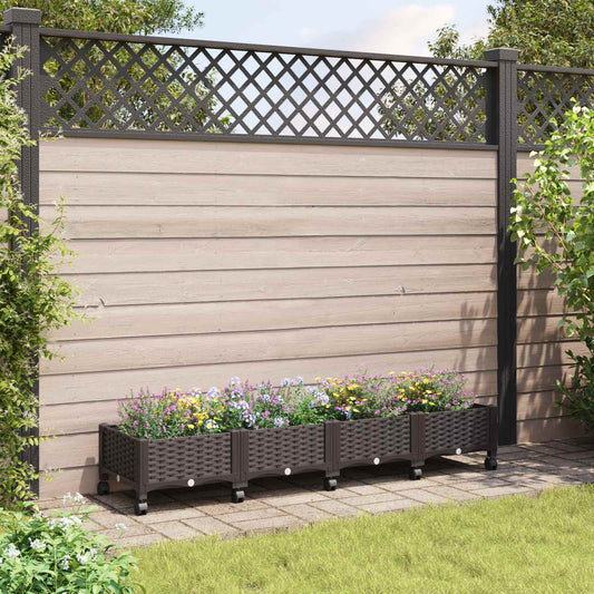 Vaso da Giardino con Ruote Marrone 160 x 40 x 29 cm PP | homemem39