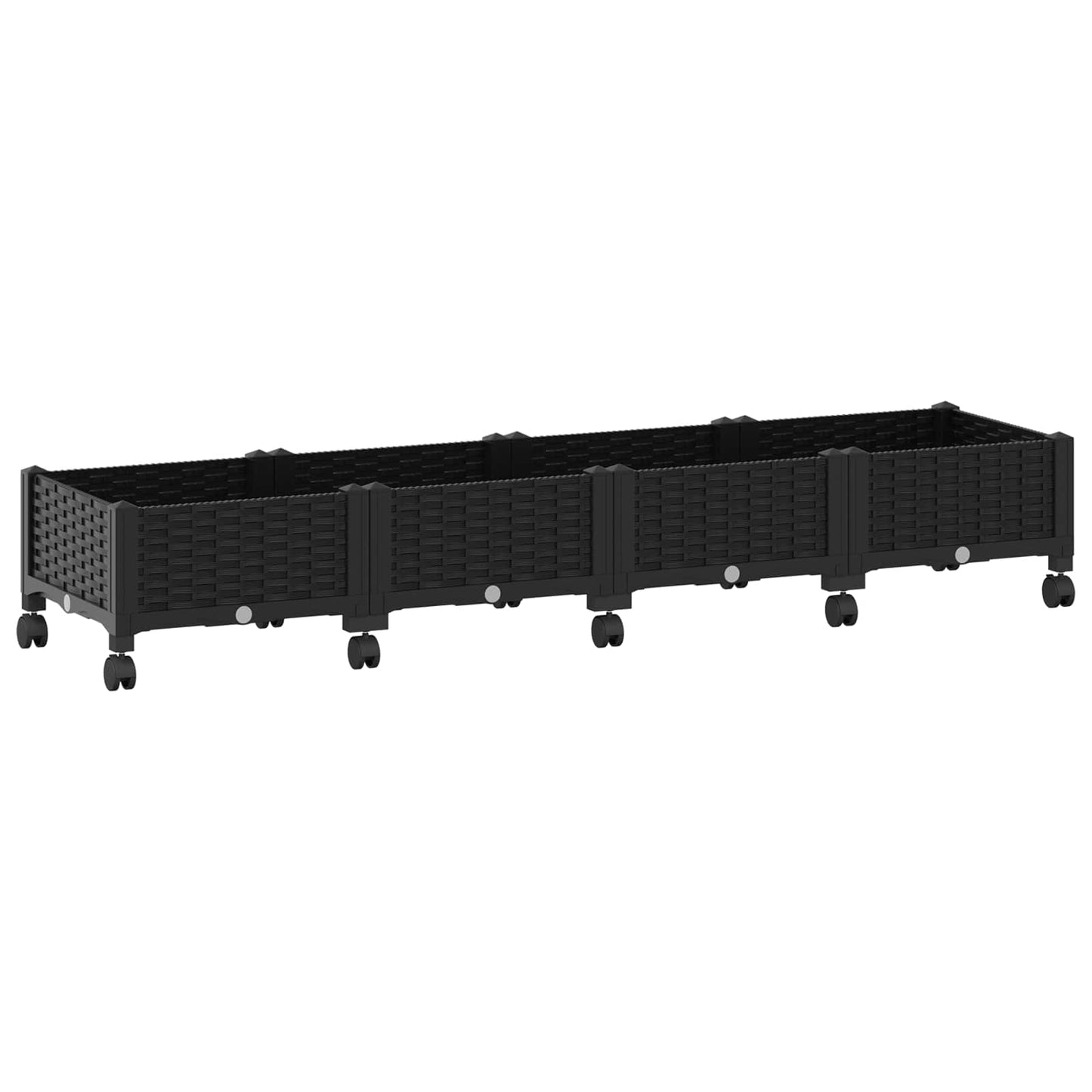 Vaso da Giardino con Ruote Nero 160 x 40 x 29 cm PP | homemem39