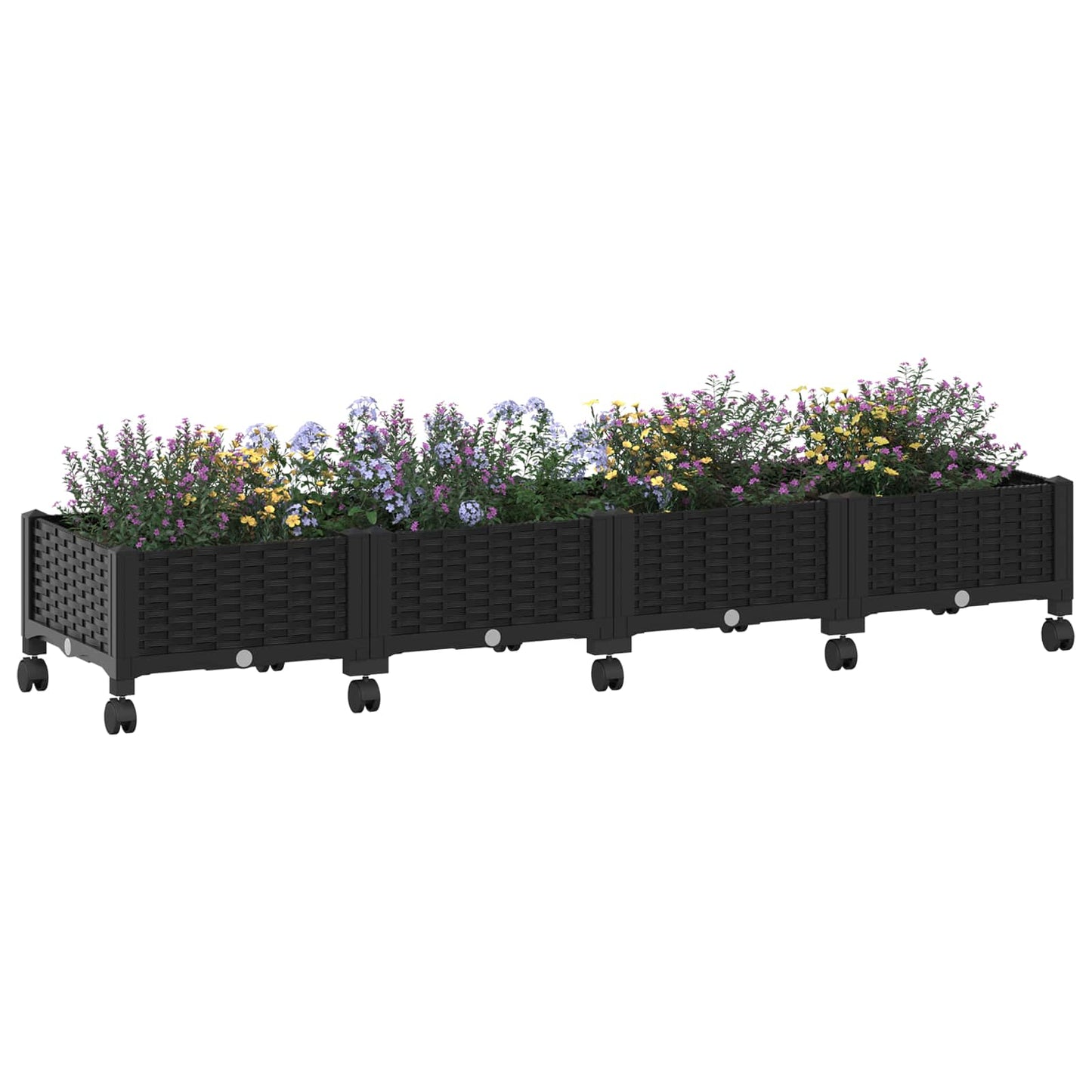 Vaso da Giardino con Ruote Nero 160 x 40 x 29 cm PP | homemem39